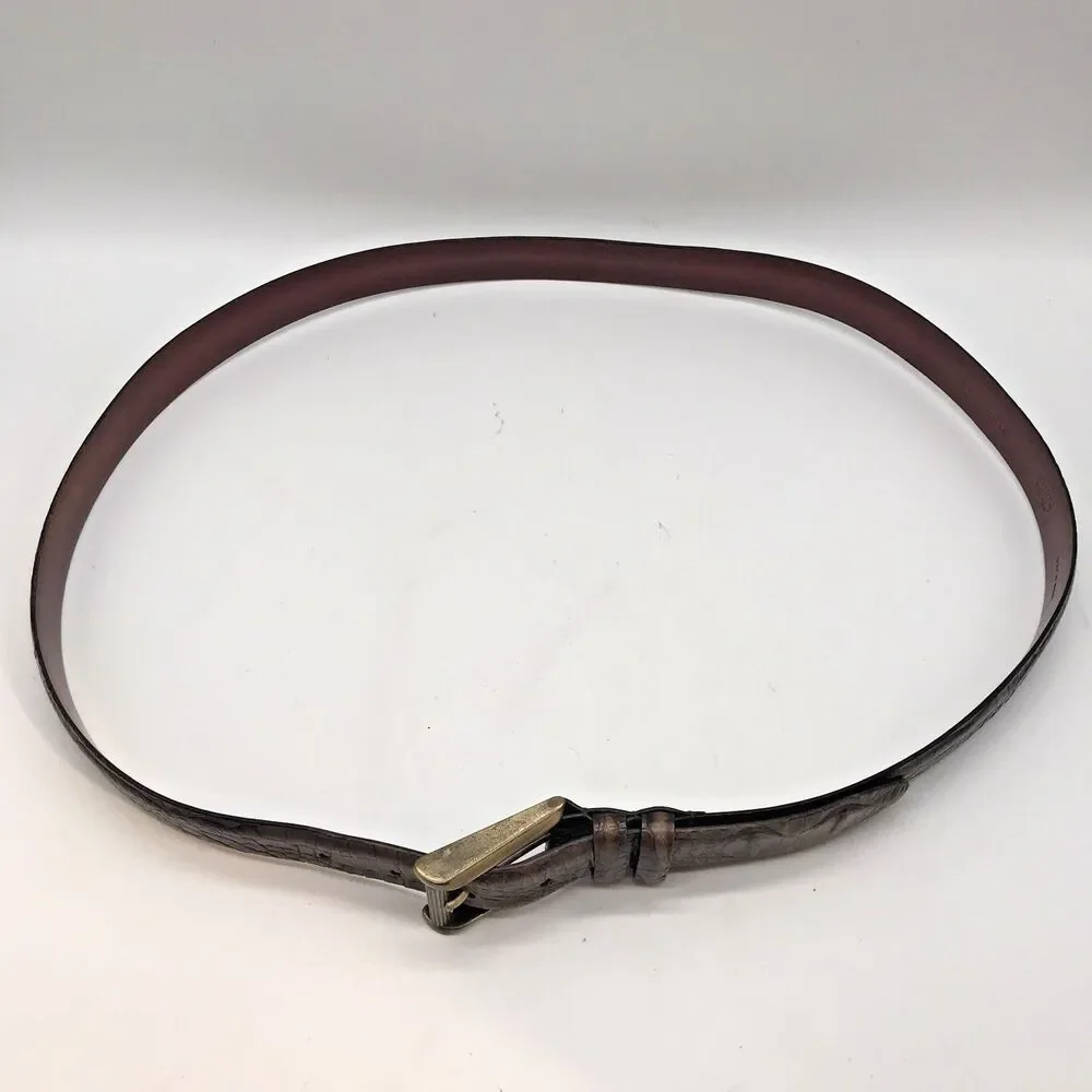 Tulliani Croc Embossed Italian Calfskin Belt Men's 46 Brown Roller Belt 2103 USA